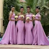 Mulheres Africanas Sereia Vestidos de Promoção de Mermaid 2021 Lilás Cetim Longo Um Ombro Casamento Festa Vestido Doméstica de Honra Vestidos de Noite de Prom