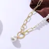 Hängsmycke Halsband Fashing Bohemia Asymmetry Pearl Women's For Women Vintage Golden Crude Chain Halsband Trend Kvinnlig smycken
