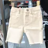 Summer Children's Clothing Boys and Girls Fashion Solid Color Five-point Pants Kids Casual Jeans 210515