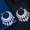 Tassel Charm AAA Cubic Cubic Zirconia Дизайнер Серьги Медь Роскошные Ювелирные Изделия Белый Зеленый CZ Серебристый Круг Серьги Для Женщин Партия Друг Девушки День Святого Валентина подарок