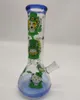 20cm 8 polegada de cachimbo de água prémio azul e fundo tema de anime preto crânio kitty tubulação de água bong bong de vidro com 14mm downstem e tigela 2 em 1 pronto para uso