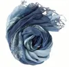 Scarves Gradient Blue Color Linen Soft Women Tie Dyed Ethnic Design Scarf Summer Travel Sunscreen Long Shawl 60x185cm