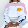 Automne Mode Femmes / Fille O-Cou Lettre Imprimer Pulls à manches longues Streetwear Casual Loose Catch Sweat-shirt en polaire S-3XL 210930
