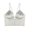 Sexy Satin Crops Tops Women Wireless Bralette Bras Bras вязание крючком Top Gener Spaghetti Brap T-рубашка обрезана грудной клеткой