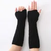 Fingerless handskar kvinnor arm varmare vinter lång mode solid färg stickad vants lby2021