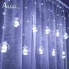 350cm LED ing Ball Curtain String Lights Fata Ghirlanda Luci Finestra Camera da letto Anno delle nozze Decorazione del festival di Natale 211104