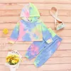 2st Toddler Spring Outfit Tiedyed LongSleeves Hoodie High Elasticwaist Leisure Pants For Little Girls Outfits Clothing Set Set2416451