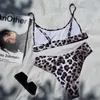Leopardtryck Två bit Baddräkt Kvinnors höga midja bikini badkläder baddräkt simning för kvinnor brasilianska bikinis 210625