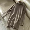 Maglione di cachemire donna dolcevita in lana lavorata a maglia pullover lungo sciolto spesso caldo moda donna casual 210806