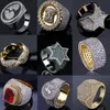 14K or glacé anneaux hommes Hip Hop bijoux Bling Bling Cool zircone pierre luxe Deisnger hommes Hiphop anneaux cadeaux 3491670