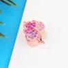 925 Sterling Silber Rose Gold Pave Leaf Charm Fit Original Pandora Charms Armband Berloque Frauen DIY Schmuck Making2790