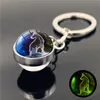 dropship 12 Constellation Luminous Keychain Glass Ball Pendant Zodiac Glow In The Dark Key Chain Holder Men Women Birthday