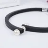 YD&YDBZ Design Pearl Pendant Necklace Women Luxurious Black Rubber Rope Short Necklaces Classic Minimalist Jewelry Choker