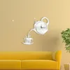 Creative Diy Acrylic Coffee Cup Teapot 3D Wall Clock Decorative Kitchen Wall Clocks Living Room Matsal Heminredning Klocka 039 210325