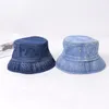 Foldable Fisherman Hat Washed Denim Bucket Hats Unisex Fashion Bob Caps Hip Hop Gorros Men Women Panama Bucket Cap