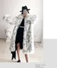 Kadınlar Kış Yeni Faux Fox Kürk Bayan Rahat Eklenmiş Leopar Baskı Kürk Ceket Kadın Kalın Sıcak Orta-Uzun Peluş Giyim