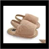 Sandalen baby kinderen zwangerschap geboren meisje slippers baby zachte zool wieg schoenen schattige pluizige bont zomer sandals1 drop levering ici56