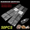 50PCS PVC Mushroom Spawn Grow Bag 15x50 / 15x35cm Substrate High Temp Pre Sealble Garden Supplies Grow Bags Drop 210615