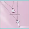 Chains & Pendants Jewelrychains Personality Lock And Key Pendant Necklace For Women Gold Sier Color Alloy Multi Layering Chain Chokers Neckl