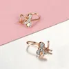 Brincos de queda para meninas Dainty 585 Gold rosa Rosa Butterfly Butterfly Bow Rhinestone CZ pavimentado jóias lge347 lustre