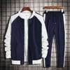 Mężczyźni Dres Dwukierki Zestaw Marka Męskie Zestawy Odzieżowa Springna Wiosna Jesień Kurtka + Spodnie Casual Sport Suit Men Odzież Hip Hop 211109