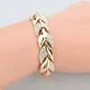 Trendy Armband Vol Strass Vrouwen Polsband Sieraden Goud Kleur Bladvorm Kristal Bangle Polsbandje Fashion Party Gifts8363928