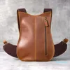 Enkel Äkta Läder Vintage Ryggsäck Män Kvinnor Högkvalitativ Crazy Horse Casual Designer Small Daypack