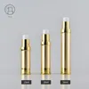 Empty 15ml 20ml 30ml spray perfume Bottles Plastic Vacuum Bottle for Cosmetics Packaging tube gold silver color