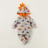 Printemps et automne Trendy Dinosaur Design Serrate Combinaison à capuche pour bébé garçon vêtements 210528