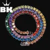 The Bling King 1 Row Färgglada 4mm CZ Tennis Härlig Halsband Koppar Hip Hop Round Cut Iced Out Cubic Zirconia Mens Smycken X0509