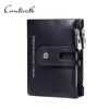 Wallets Dropship Crazy Horse Leather 14 Cards Slots Vintage Short Bifold Wallet Men With Coin Pockets Holographic