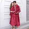 Men's Sleepwear Lovers Soft Warm Men Robe Bathrobe Winter Nightgown Coral Velvet Hooded Flannel Robes Autumn Women Clothing Dressing Gown Lo