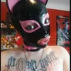 Sexy Black Latex Cat Ear Fetish Hood Mask Gummi met Rits aan de achterkant Custom Y0804