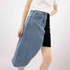 patchwork contrast color skirt women's summer high waist irregular mini denim skirts female fashion 5E311 210427