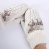 Cinq doigts Gants 2021 Couple Automne Hiver Chaud Plus Velours Épaississement Tricot Laine Gant De Noël Cerf Strass Pour Femmes