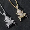 Hip Hop Rock Cubic Zirconia Paved Bling Ice Out Spider Pendants Halsband för män Kvinnor Smycken