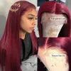150% densitet 13x4 spets frontal hår peruk för kvinnorNY röd färgstark brasiliansk rakt spets fram peruk pre plocked