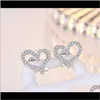 Stud Bijoux Drop Livraison 2021 Est Designer Love Heart avec cristal 18 carats plaqué or boucles d'oreilles diamant brillant pour femmes boucles d'oreilles zircon blanc