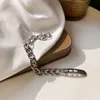 Цепочка ссылок хип -хоп Kpop Творческий заявление серебряные цвета браслеты Bangles for Women Men Уникальный дизайн Simple Charm Jewelry Fawn22