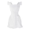 Aprons T3EA Womens Girls Ruffles Outline Retro White Apron Adjustable Victorian Bib Maid Cosplay Kitchen Cake Baking Cooking Cleaning