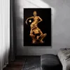 Toile peinture femme avec or huile Art photos mur Art pour salon moderne décor à la maison Portrait affiches et impression