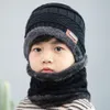 Winter Beanie Scarf 2 in 1 set Parent-child family warm fleece Soft Skull Cap Mask earflaps Hats Unisex Knitted outdoor Hat RRB11043