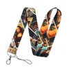 10 teile/los J2212 Cartoon Kunst Ölgemälde Schlüsselanhänger Frauen Lanyard Für Schlüssel ID Karte Gym Handy Abzeichen Halter Hängen Seil