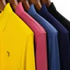 Men's Polos 2022 Luren Solid Color Slim Long Sleeve Shirt Men Business Casual High Quality Brand Stretch Red Black Yellow