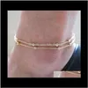 Bijoux Perles Bracelets De Cheville Punk Métal Perles Gland Pied Chaîne Pour Filles Dames (Or, Sier) Drop Delivery 2021 Npvsr