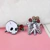 Flower Rose Skull Bone Brooch pins Enamel Lapel pin for women men Top dress cosage fashion jewelry will and sandy