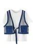 Lato Moda Design Loose Plus Size Vest O Neck T-shirt Dwuczęściowy zestaw 210615