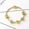 Fashion Original Pandoras 925 Silver Gold Pig Crystal Bracelet Jewelry Charm Beads Glass Snake Bracelets Women Diy Holiday Gift GX05