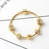 Fashion Original Pandoras 925 Silver Gold Pig Crystal Bracelet Jewelry Charm Beads Glass Snake Bracelets Women DIY Holiday Gift