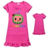 Cartoon Watermelon Stampato Cute Girls Dress Kids Multicolor Manica corta Camicia da notte Candy Home Abiti Gonna Pigiama Abbigliamento per bambini